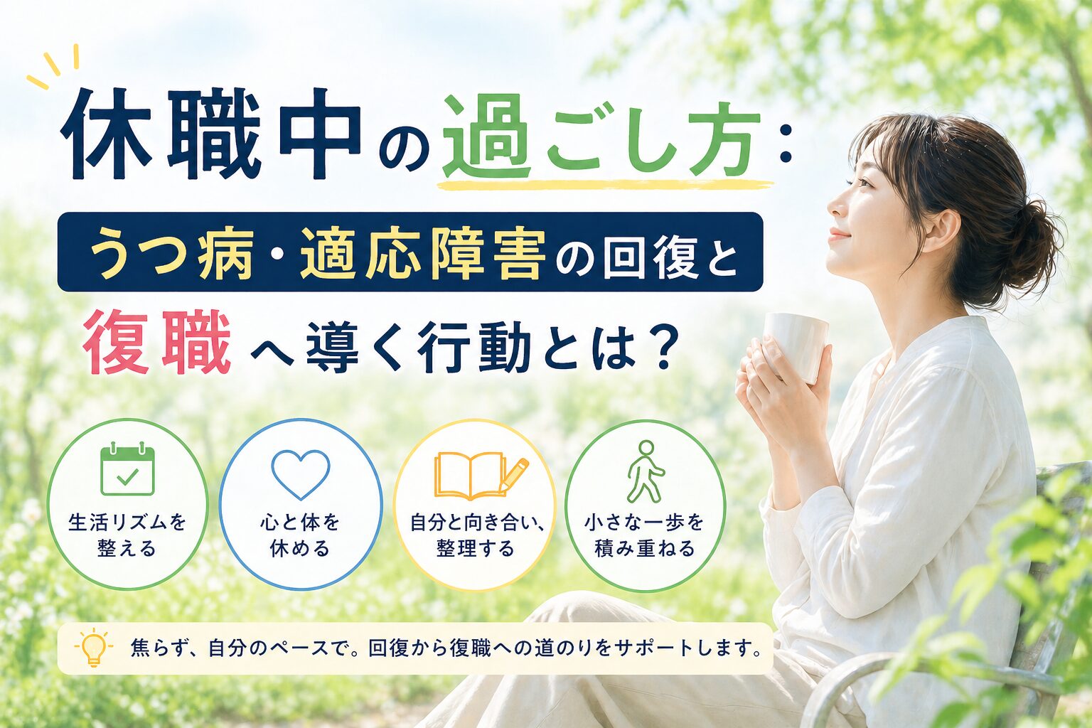 休職中の過ごし方：うつ病・適応障害の回復と復職へ導く行動とは？